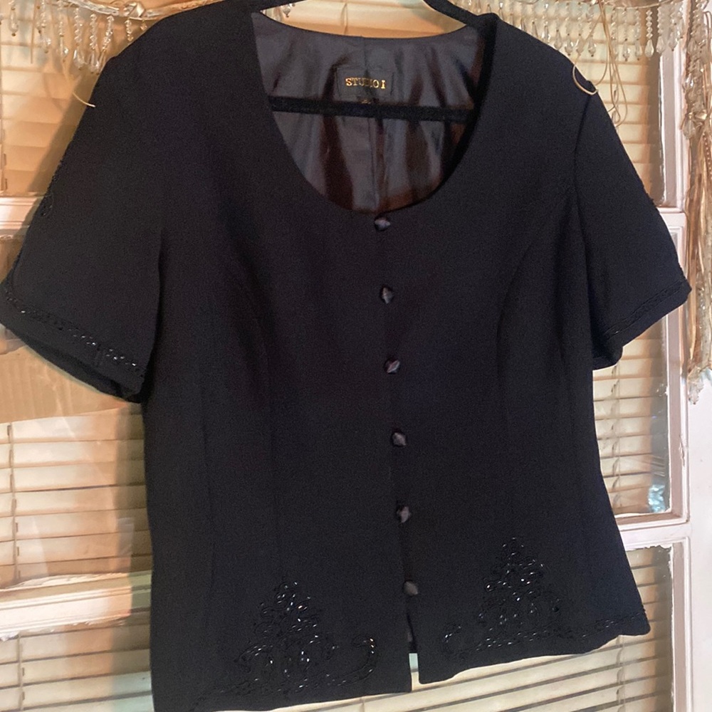 STUDIO 1 Sequined Elegant Embroidered Dress Jacket SZ 11- Excellent Condition